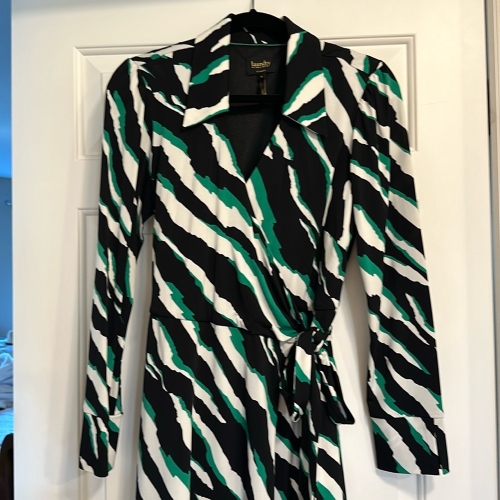 Laundry print wrap dress